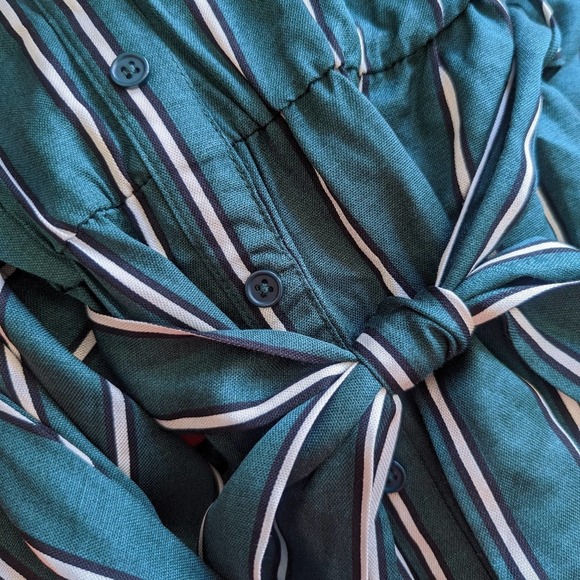 Bardot Paloma Teal Green Striped Cold Shoulder Dress US Size 6 (Small) - Picture 8 of 10
